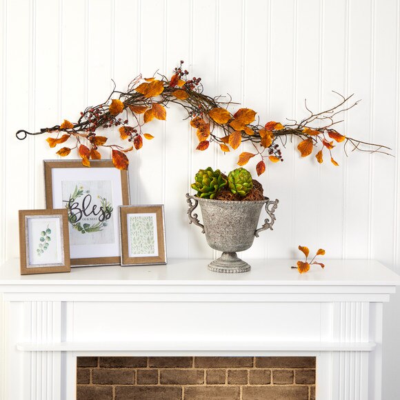 4 Fall Foliage Berries and Twig Artificial Garland - SKU #4470 - 2