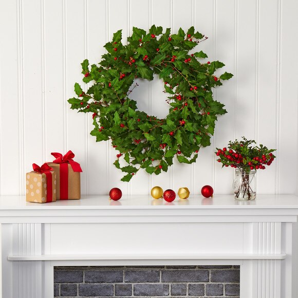 28 Holly Berry Artificial Wreath - SKU #4476 - 2
