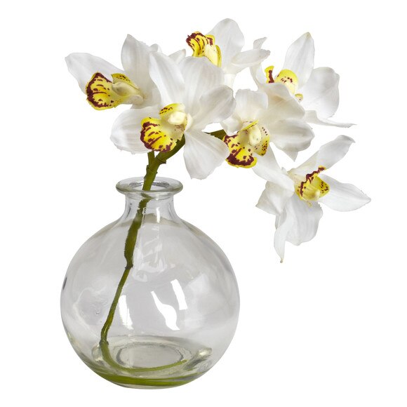 Cymbidium w/Vase Silk Flower Arrangement Set of 3 - SKU #4797 - 2