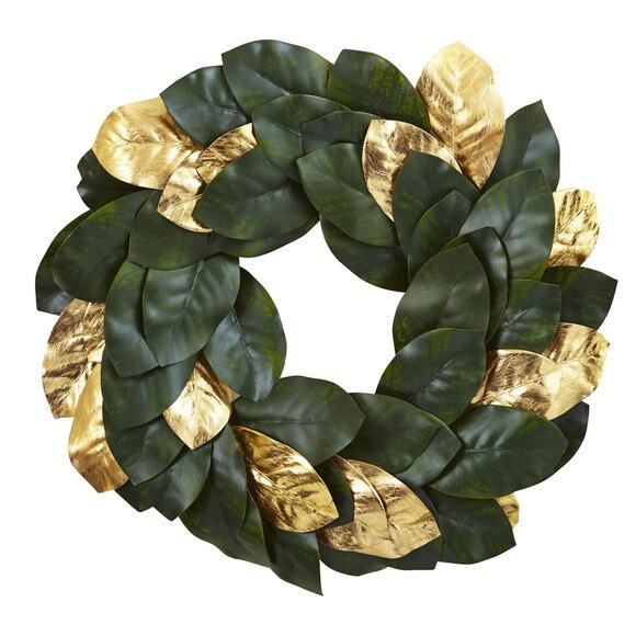 22 Golden Leaf Magnolia Wreath - SKU #4873