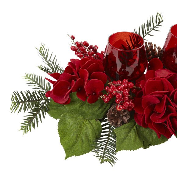 Triple Hydrangea Red Candelabrum - SKU #4876 - 3