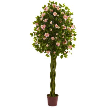 6 Rose Artificial Tree with Woven Trunk - SKU #5504