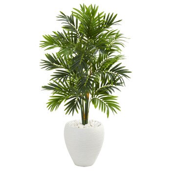 4 Areca Artificial Palm Tree in White Planter - SKU #5637