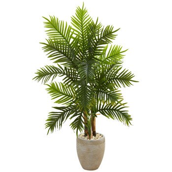 5 Areca Palm Artificial Tree in Sand Colored Planter Real Touch - SKU #5650