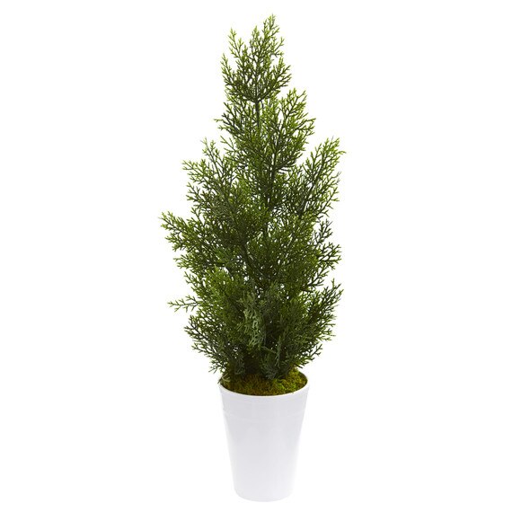 27 Mini Cedar Artificial Pine Tree in Decorative Planter Indoor/Outdoor - SKU #5694 - 1