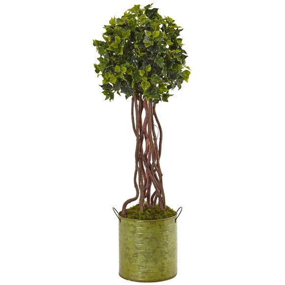 2.5 English Ivy Tree in Metal Planter UV Resistant Indoor/Outdoor - SKU #5851