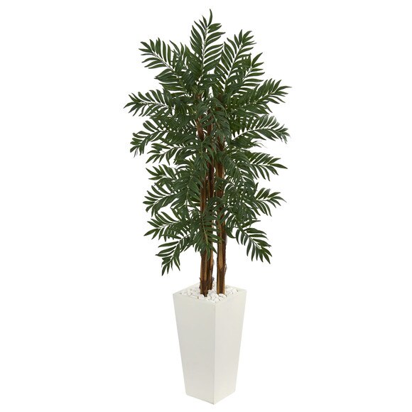 5.5 Parlor Palm Artificial Tree in White Tower Planter - SKU #5866