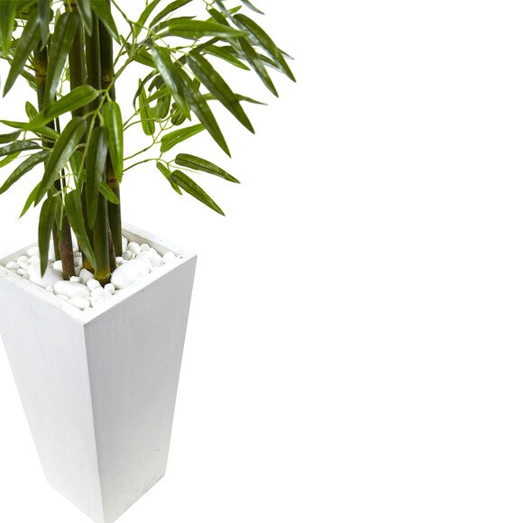 Bamboo Tree with White Planter UV Resistant Indoor/Outdoor - SKU #5953 - 1
