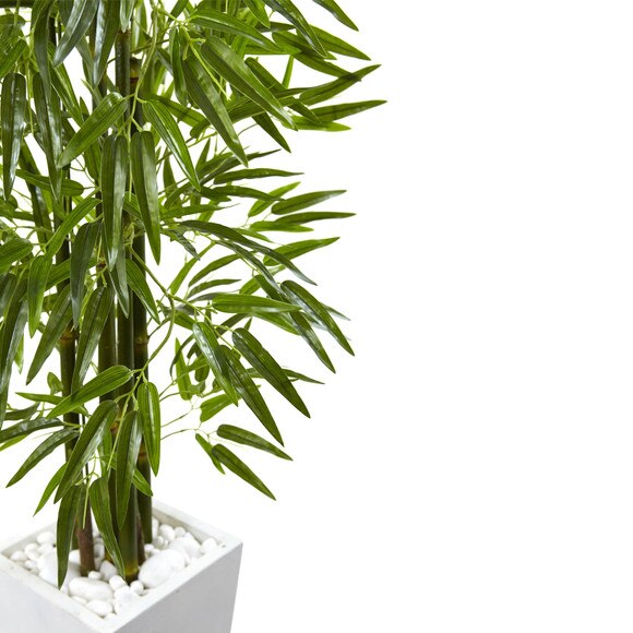 Bamboo Tree with White Planter UV Resistant Indoor/Outdoor - SKU #5953 - 2