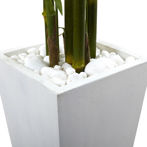 Bamboo Tree with White Planter UV Resistant Indoor/Outdoor - SKU #5953 - 3