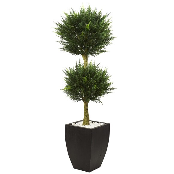 Cypress Topiary with Black Planter UV Resistant Indoor/Outdoor - SKU #5956