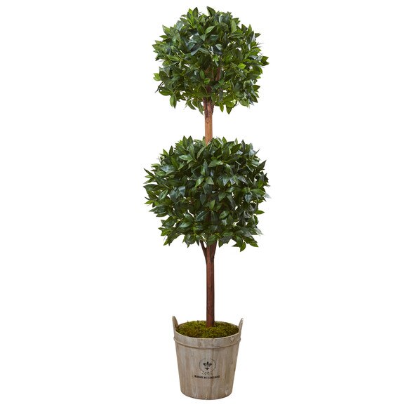 6 Double Ball Topiary Tree with European Barrel Planter - SKU #5958