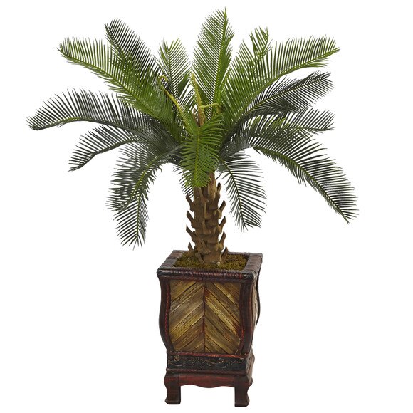 3 Cycas Tree in Wood Planter - SKU #5972
