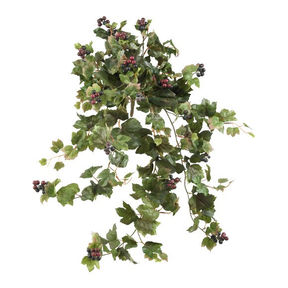 39 Grape Leaf Hanging Bush X 12 w/212 Lvs Berries - SKU #6058