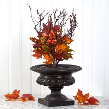 20 Maple Leaf and Berries Artificial Flower Bouquet Set of 3 - SKU #6284-S3