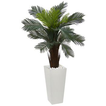 4.5 Cycas Artificial Plant in White Tower Planter - SKU #6393