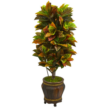 5.5 Croton Artificial Plant in Decorative Planter Real Touch - SKU #6434