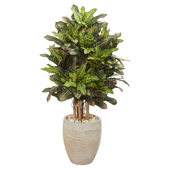 3.5 Croton Artificial Plant in Sand Colored Planter - SKU #6496