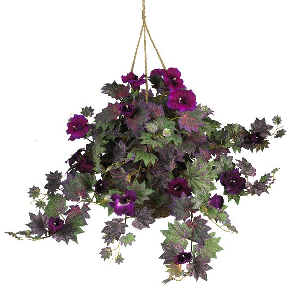 Morning Glory Hanging Basket Silk Plant - SKU #6610