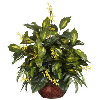 Forsythia Mixed Greens Silk Plant - SKU #6644