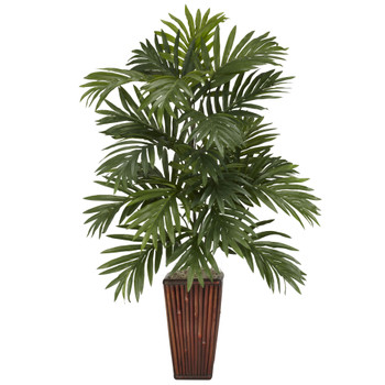 Areca Palm w/Bamboo Vase Silk Plant - SKU #6675