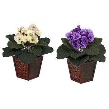 African Violet w/Vase Silk Plant Set of 2 - SKU #6685-S2