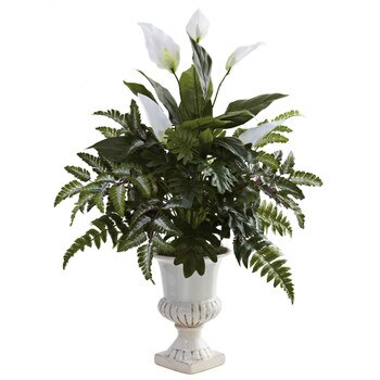Mixed Greens Spathyfillum w/Decorative Urn - SKU #6783
