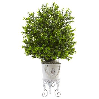 Boxwood with Metal Planter - SKU #6882
