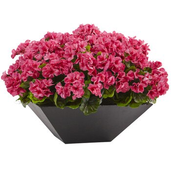 Geranium with Black Planter UV Resistant Indoor/Outdoor - SKU #6889