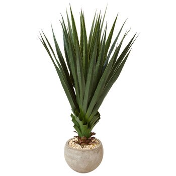 Spiked Agave in Sand Colored Bowl Indoor/Outdoor - SKU #6962