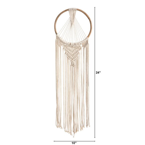 24 x 10 Handmade Bohemian Macrame Dreamcatcher Wall Hanging Decor - SKU #7110 - 1