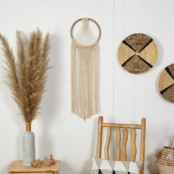 24 x 10 Handmade Bohemian Macrame Dreamcatcher Wall Hanging Decor - SKU #7110 - 2