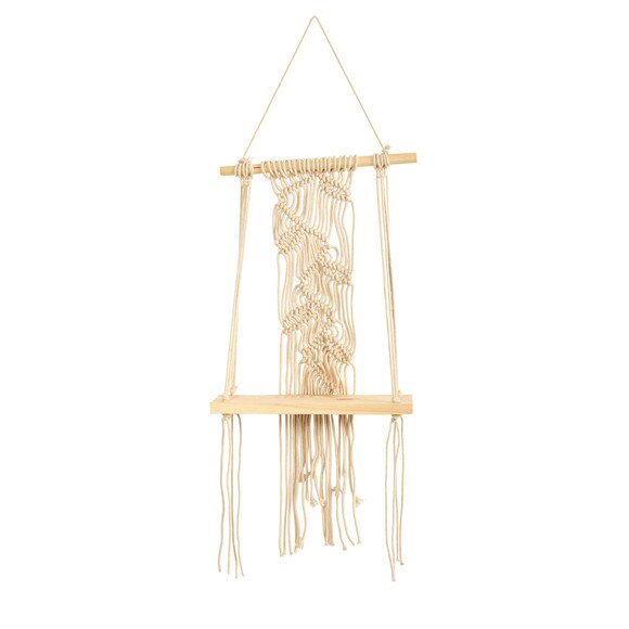 24 Boho Chic Wood Macrame Shelf - SKU #7126