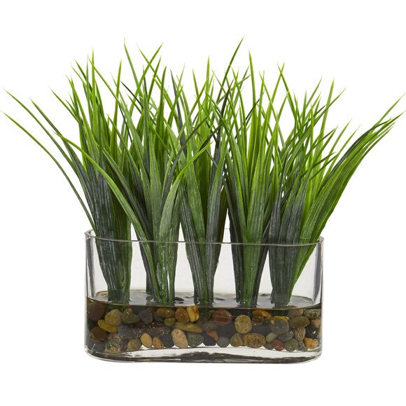 Vanilla Grass Artificial Plant in Oval Vase - SKU #8076
