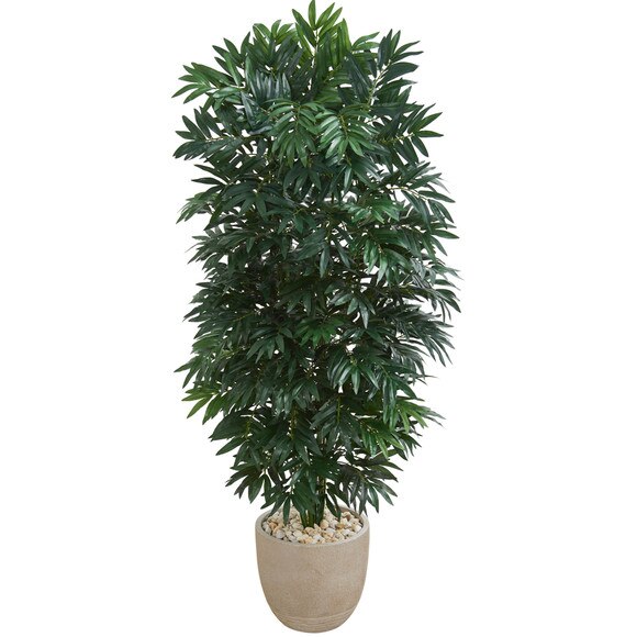 5 Double Bamboo Palm Artificial Plant in Sandstone Planter - SKU #8089