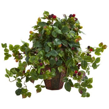 Raspberry Artificial Plant in Decorative Planter - SKU #8184