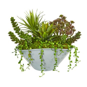 Succulent Garden Artificial Plant in Green Vase - SKU #8423