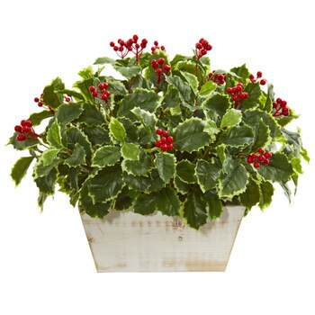 Variegated Holly Leaf Artificial Plant Real Touch - SKU #8542