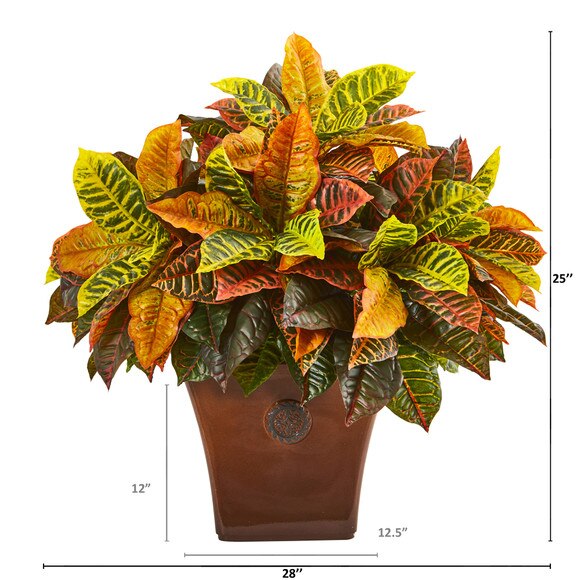 25 Garden Croton Artificial Plant in Brown Planter Real Touch - SKU #8764 - 1
