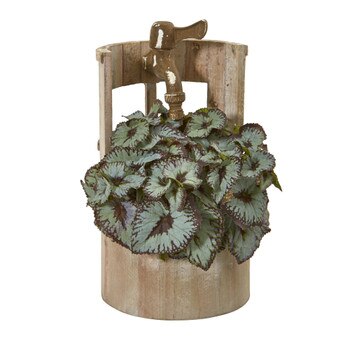 12 Rex Begonia Artificial Plant in Faucet Planter - SKU #8829