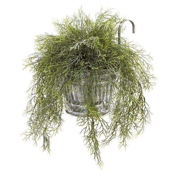 10 Tillandsia Moss Artificial Plant in Vintage Hanging Metal Pail - SKU #8860