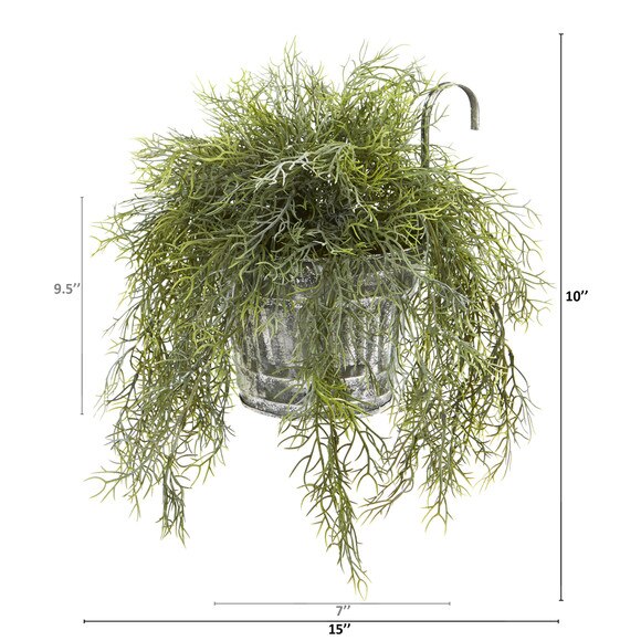 10 Tillandsia Moss Artificial Plant in Vintage Hanging Metal Pail - SKU #8860 - 1