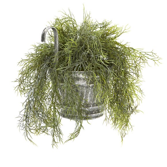 10 Tillandsia Moss Artificial Plant in Vintage Hanging Metal Pail - SKU #8860 - 2