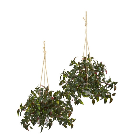 27 Mini Melon Artificial Plant in Hanging Bucket UV Resistant Indoor/Outdoor Set of 2 - SKU #8885-S2