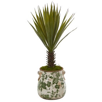 21 Spiky Agave Artificial Plant in Floral Planter - SKU #8988