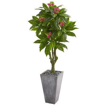 5.5 Plumeria Artificial Tree in Gray Planter UV Resistant Indoor/Outdoor - SKU #9053