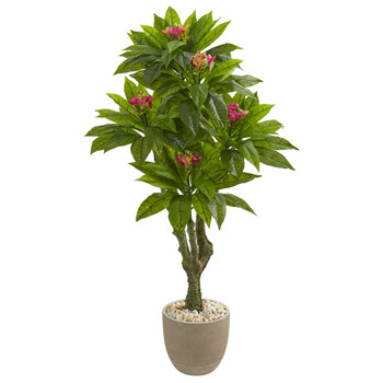 5 Plumeria Artificial Tree in Decorative Planter UV Resistant Indoor/Outdoor - SKU #9054