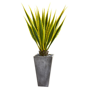 5 Agave Artificial Plant in Gray Planter - SKU #9069