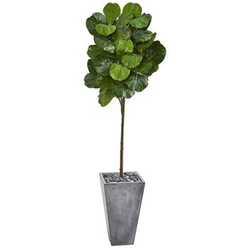 75 Fiddle Leaf Artificial Tree in Cement Planter - SKU #9259