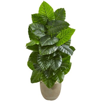 53 Taro Artificial Plant in Sand Stone Planter - SKU #9278